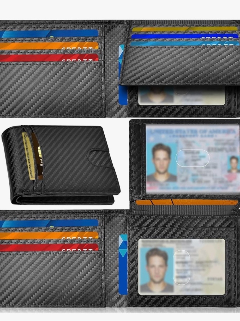 Slim Carbon Fiber Wallet for Men - Black new in box